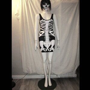SKELETON BONE TANK STYLE MINI DRESS